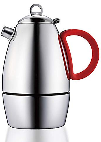 OQHAIR Cafetera Espresso de Acero Inoxidable, cafetera para el hogar, cafetera con Mango antiescaldado (Color: Plata, tamaño: 6 Tazas) (Plata 3 Tazas)