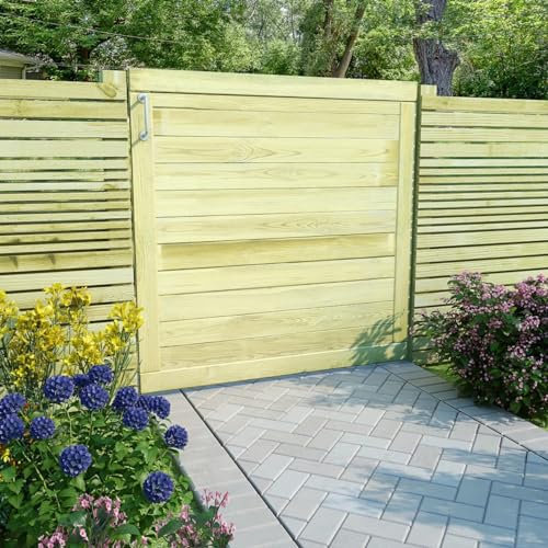 Homgoday Gartentor Gartentür Hoftor Holztor Zauntor Gartenflügeltor Zauntür Einzeltor Hoftür Einfahrtstor Tür für Garten Tor Gartenpforte Imprägniertes Kiefernholz 100x100 cm