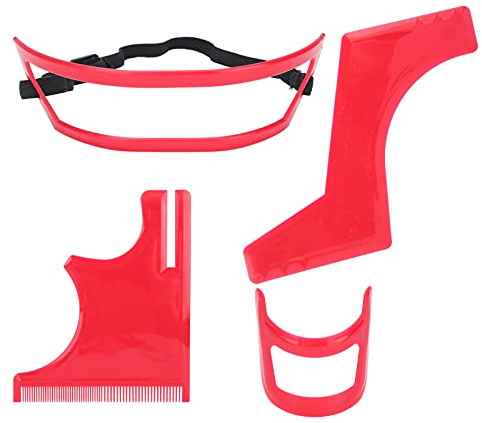 Kit di Strumenti per Modellare la Barba Set di Modelli per Barba in Plastica Rossa Pettine per L'attaccatura dei Capelli Modello per Rasatura del Collo con Utilizzo Semplice,