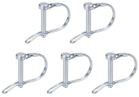 DTGN 5er Pack Wellenverriegelungsstift 6mm x 35mm DxL Silberton | Runder Anhängerkupplungsstift aus Kohlenstoffstahl mit Ohr, Gut für landwirtschaftliche Anhänger Rasen