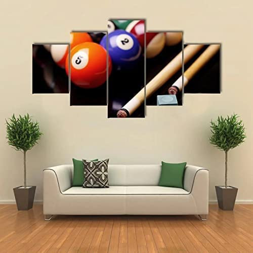 5 Teilig Art Bilder Wandbild Leinwand Billard Mit Queue 200 X 100 Cm Wohnzimmer Wohnung Wanddekoration Design Wand Bild Kunstdrucke Bilder -2X7C+P1P3-