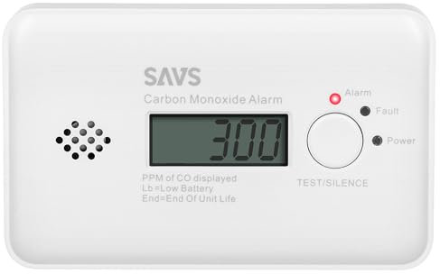 SAVS C10 CO Melder - Kohlenmonoxid Melder & Alarm-Monitor für Heim & Büro - Integrierte CO Melder 10 Jahre Batterie - Moderne Sensortechnologie - LCD-Display (Funk)