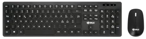 DILC Kit Mouse Tastiera Wireless | Mouse wi-fi 4 tasti 1600 DPI con rotella plastica metallizzata, clic ipersilenzioso | Tastiera wi-fi multimediale layout ITA 105 tasti antiscolorimento e antiusura