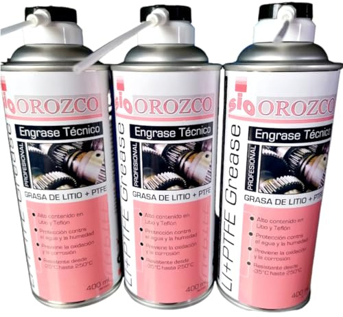 SIO 3x Grasa de Litio Blanca en Spray con PTFE 400 ml – Lubricante Aerosol Líquido con Teflón – Antidesgaste, Anticorrosión y Resistente al Agua – Para Bisagras, Cadenas, Rodamientos, Guías y Mecánica