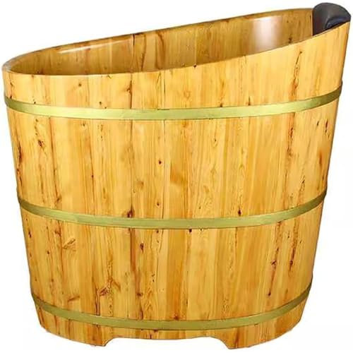 ZCBYBT Wooden Free Standing Bathtub for Adults Deep Soaker with Drain, for Hot Bath Ice Bath,80 * 55 * 68cm