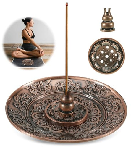 ueslwser Räucherstäbchen Halter, Räucherstäbchen Halterung, Lotus Incense Holder, Messing Lotus Halter für Yoga Teehaus, Räucherstäbchenhalter Ideal für Heimdekoration, Meditation und Yoga