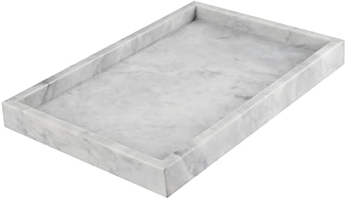 FAAING Marmor rektangulär bricka 30 x 20 x 3 cm, grå badrum och kök förvaringsbricka, badrumsdekoration
