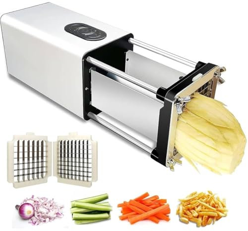 Tagliapatate Elettrico per Patatine Fritte, Macchina Professionale per Tagliare Le Patate in Modo Automatico con Lame da 1/2 e 3/8 Pollici, Macchina Commerciale per Patatine Fritte per patat