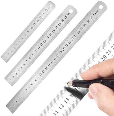 CATOR Rostfreier Stahl Lineal, 15cm+20cm+30cm, Messwerkzeuge, Lineal Metall, Metalllineal, Metall Stahllineal Für Lehre Büro Zeichnen Engineering