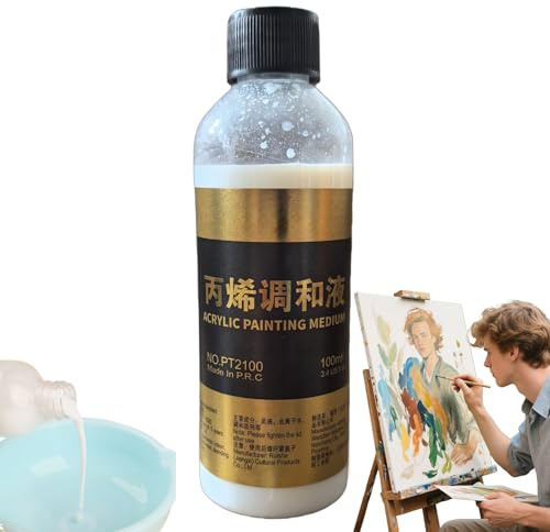 Acrylmedium – Acrylmedium zum Ausdünnen, Verdünnungsmittel für Acrylfarben, ungiftige Acryl-Lösung, Acryl-Flussverbesserer, reduziert