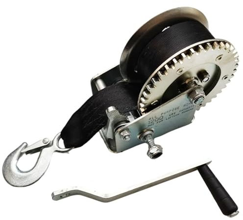 Treuil de remorque de bateau robuste 272,2 kg/544,3 kg/1 134 kg avec sangle, treuil manuel portable avec crochet en alliage, treuil manuel à cliquet bidirectionnel pour remorque de bateau ATV Marine