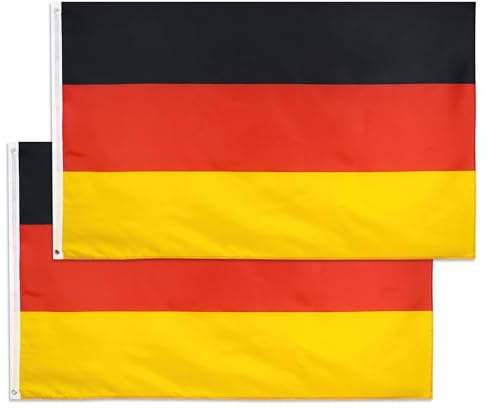 2 Pcs Deutschland Flagge 90 x 150 cm 100 Prozent Polyester Fahne Deutschland Wetterfeste Deutsche Flagge mit Messing-Ösen Fahne Flagge Germany DE Deutschland Kräftige Farben