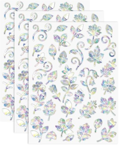 Tinoaly 78pcs Window Decal to Prevent Bird Strikes, Static Prism Bird Window Strike Prevention Stickers Rainbow Sun Reflective Clings No Glue Required for Surface Glass (Flower Patterns)