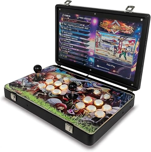 Arcade portatil con Monitor de 17 Pulgadas , 6 Botones Arcade por Jugador, Incluye Bateria para Juego portatil sin Cables, Consola Ideal para Viaje, Preparado para encender y Jugar