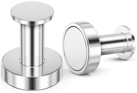 Anhoer 2 Stück Magnethaken Extra Stark Zugkraft 45kg Neodym 36mm Silber | Magnete Haken für Eisentüren Kühlschränke Küchen Kleiderablage Büro Camping Magnetic Hooks