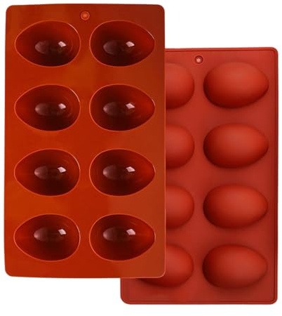 Lpoppcx Molde Para Hornear Huevos,Molde de Silicona de 8 Cavidades para Huevos de Pascua - 2 Piezas Seguro Para Horno Para Magdalenas Pasteles Decoración Chocolate Mousse
