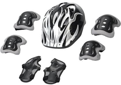 Juego de equipo de protección para niños, juego de protección de ciclismo para niños, kit de casco y almohadillas ajustables para béisbol, hockey, patinaje, breakdancing, bicicleta, deportes al aire