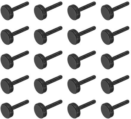 QUARKZMAN M3x16mm Flache Rändelschrauben Messschieber-Schrauben 20 Stück | Schwarz Stahl diamantgerändelte Kopfschrauben Griffknöpfe Klemmschraube Rändelknopfschrauben