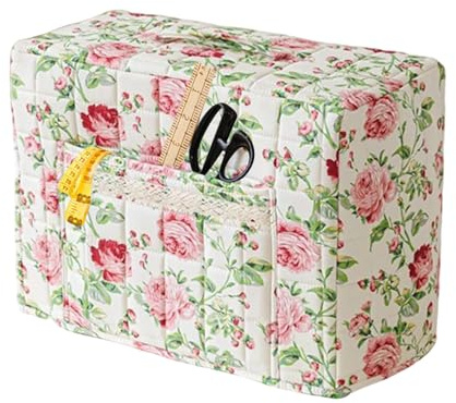 Custodia protettiva da viaggio per macchina da cucire con manico e tasca, borsa portaoggetti floreale vintage per casa, progetti fai da te, artigianato e uso portatile, rosa, Refer to description