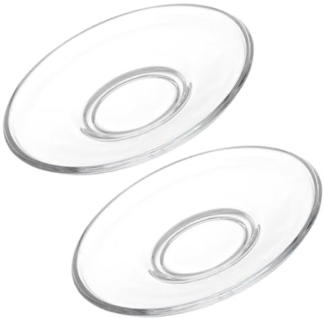 Toyvian Lot de 2 Soucoupes en Verre Transparent 12X12 CM, Assiettes à Café et Thé Polyvalentes, Plates à Dessert et Apéritifs, Design Rond Compact Cuisine et Pique-Niques Réutilisable