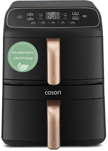 Friggitrice Ad Aria Compatta Cosori Turbo Tower? - Capacit? 8,6 L - 2 Vasche - 5 Programmi - 2630 W - Nero