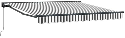 Mhdvray Markise Anthrazit Weiß 350x250 cm Gelenkarmmarkise mit Fernbedienung Robustes Aluminium Semi-Kassette Modernes Design für Terrasse Balkon Garten