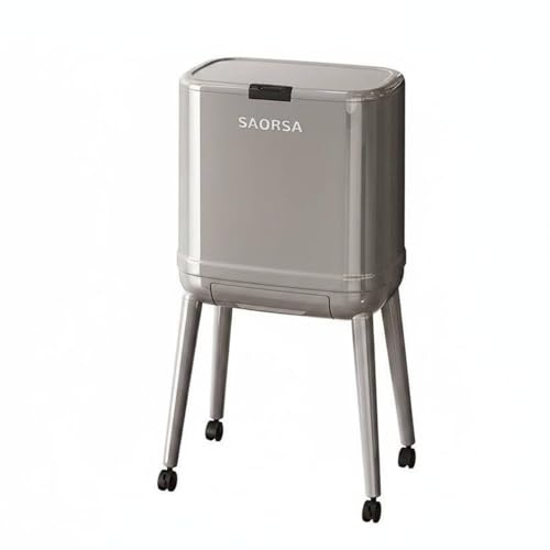 Qianly Papelera de Cocina con Ruedas Gran Capacidad Cubo de Basura Alto con Patas Contenedor Basura Tapa y Cajón para Oficina, Salón, Baño, color to 2