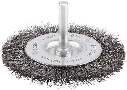 Bosch 1x PRO Metal Clean Wire Wheel Crimped Wire, Cylindrical Shank | for Steel, Non-ferrous metals, Ø 75 mm, Professional Accessory Drill Driver