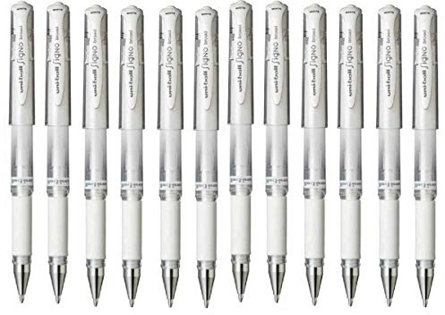 Uni-Ball UM-153 Signo Kugelschreiber, metallisch, Weiß, 12 Stück