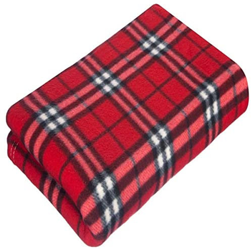 Cotton Arts SOFT FLEECE BLANKETS LARGE EXTRA WARM TARTAN SOFA BED CHECK THROW 150cm X 200cm (Checker Red)