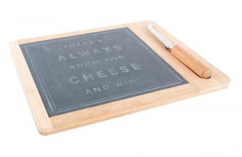 DRW - Tabla de quesos de Madera con Pizarra y Cuchillo