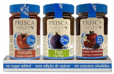 PRISCA Mermelada de Tomate, Higos, Frutos Rojos Sin Azúcar - Paquete com 3 Unidades