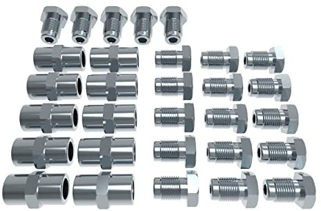 20x Verschraubung + 10x Verbinder für 4,75 mm Bremsleitung Bördel F M10 x 1 Profi Bremsleitungsverbinder SET DIN/ISO 1651 konform