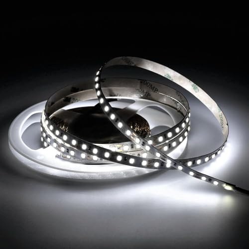 Jandei - Tira Luces LED 5 Metros 12V para Interiores IP20, Luz Fría 6000K, 600 LEDs SMD2835, Ancho 8mm, Iluminación Decorativa para Dormitorio, Cocina, Salón, Muebles (no incluye fuente alimentación)