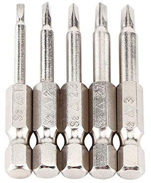 5pcs 50mm 1/4 peu hexagonaux de tournevis de triangle Δ1.8/Δ2.0/Δ2.3/Δ2.7/Δ3.0 magnétisme fort pour les tournevis électriques, tournevis à main, perceuses sans fil