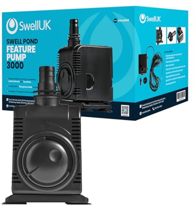 Swell Water Feature Pump 3000lph for Water Features and Displays. Fully Submersible and Adjustable Flow Dial with 2 Year Guarantee