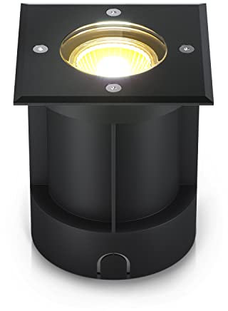 lambado® LED Bodenstrahler für Außen in Schwarz - Befahrbar & Wasserdicht inkl. 3W GU10 Strahler neutralweiss - Eckige Bodenleuchte/Bodeneinbaustrahler IP67 für Terrasse & Garten
