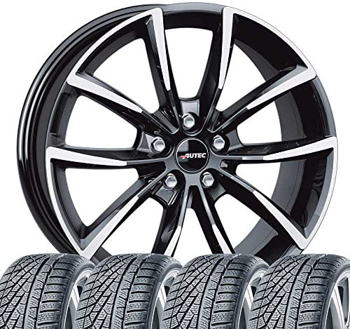 4 Winterräder Winterkompletträder Astana 8x18 ET 48 5x112 Schwarz poliert mit 225/40 R18 92V NEX Winguard Sport 2 WU7 XL M+S 3PMSF