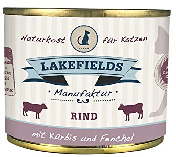 Lakefields MANUFAKTUR Nassfutter MENÜ RIND PUR 91% Fleischanteil für Katzen, Größe:12 x 200 g