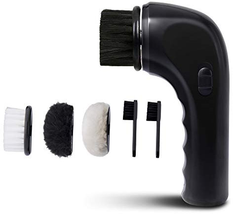 Electric Shoe Cleaner Brush, Electric Shoe Polisher Brush Shoe Shiner Dust Cleaner Portable USB Leather Cleaner Care Kit for Leather Shoes Sneaker, Dull Black