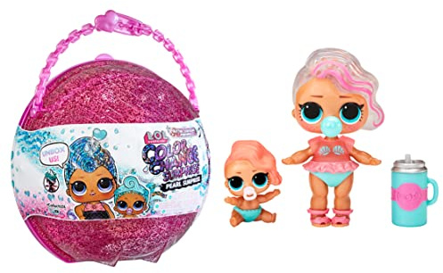 L.O.L. Surprise! Glitter Colour Change Pearl Surprise Muñeca de Moda con 6 sorpresas - Incluye muñeca y hermanita, Ropa, Accesorios y Bolas efervescentes - para coleccionar - Edad: 4+ años - Morado