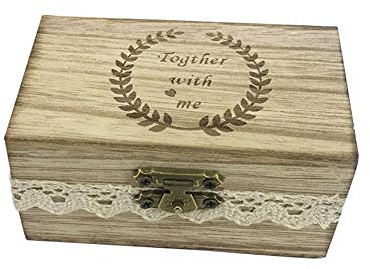 Nergaebe Personalized Wooden Wedding Ring Box, Rustic Wedding Ring Bearer Box, Custom Wedding Engagement Ring Holder Decorative Jewelry Box for Wedding Anniversary Bridal Shower