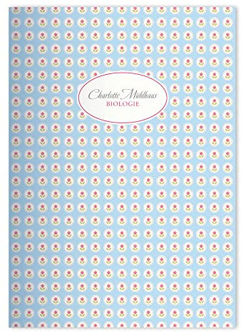 Kartenkaufrausch 8x personalisierte Schöne Vintage Mädchen DIN A4 Schulheft, Schreibhefte mit kleinem Pastell Blumen Muster in Hellblau Lineatur 21 (liniertes Heft)