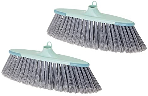 Vigar - Recambios de Cepillo para Escoba - Pack 2 Unidades - con Protecciones Antigolpes Laterales - Rosca Universal para Cualquier Palo - Azul y Gris