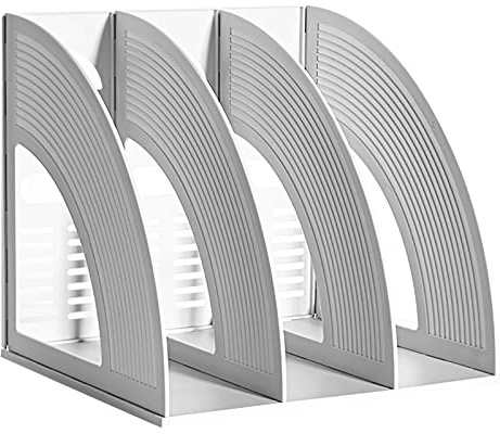 Marte Vanci Desk File Organiser, Sturdy Desktop 3 Compartment Open Slots Magazine Plastic Holders Frames File Dividers Document Cabinet Rack Display and Storage Organiser Box