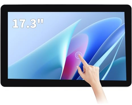 TouchWo 17.3 inch Capacitive Multi-Touch Screen Industrial Monitor, 16:9 Display 1920 x 1080P, Built-in Speakers, VGA & HD-MI Monitor for PC, POS, Small Business, Restaurant, Bar