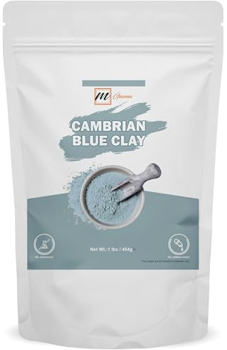 mGanna 100 % naturlig kambrian/serbisk blå lera för ansiktsmasker, krämer, kroppsomslag, mjuka skalar och skrubbar, och tvåltillverkning 454 GMS