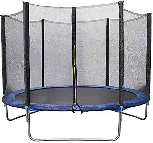 Drumm Trampoline pour enfants, Ø 140 cm, trampoline sportif avec filet de sécurité, portes zippées, 6 poteaux recouverts de mousse, petit trampoline intérieur