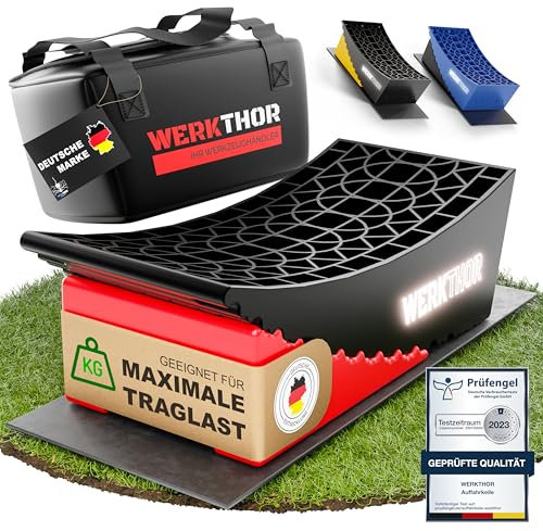 WERKTHOR Auffahrkeile – [2er Set] bewährte Auffahrkeile für Wohnmobil, Wohnwagen & Anhänger | kinderleichtes & Stufenfreies Nivellieren [<13,5t]