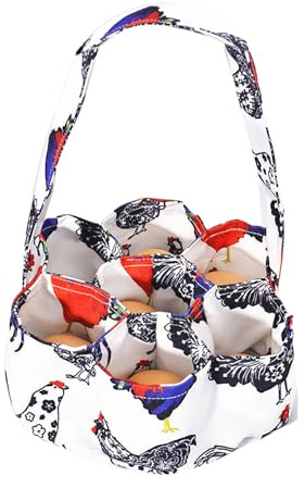 CENMOO Cesta de colección de huevos, cesta de huevos de 7 bolsas, soporte para huevos de gallina, almacenamiento cómodo para huevos, cesta de huevos de tela, cesta de huevos de gallina, bolsa de